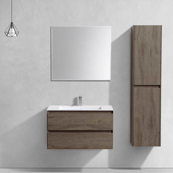 Тумба подвесная с раковиной Vincea Luka 80 см VMC-2L800RO (раковина белая VCB-13800W), тёмный дуб - фото 5