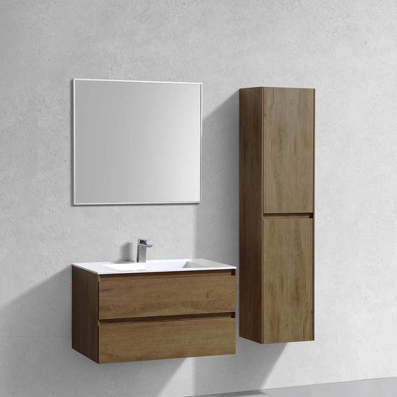 Тумба подвесная с раковиной Vincea Luka 80 см VMC-2L800TO (раковина белая VCB-13800W), дуб табак - фото 5