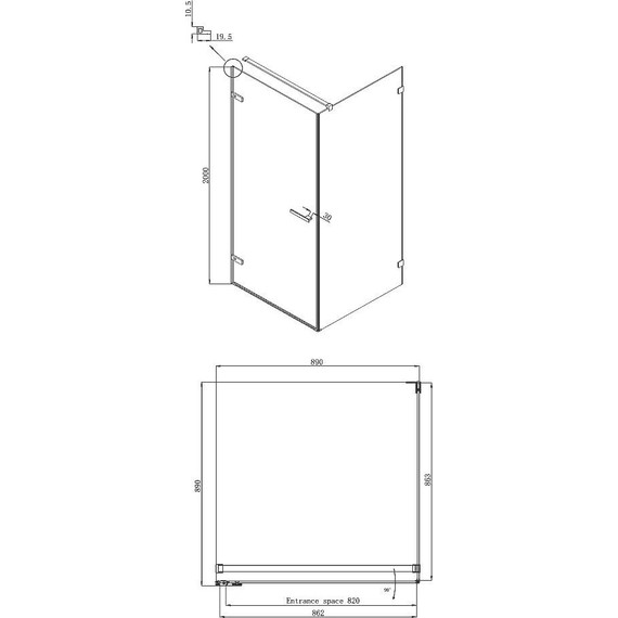 Душевое ограждение Ambassador Abner 90x90 см 10011101L L (стекло 8 мм) хром/прозрачное - фото, картинка 9 Душевое ограждение Ambassador Abner 90x90 см 10011101L L (стекло 8 мм) хром/прозрачное - фото 9