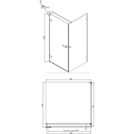 Душевое ограждение Ambassador Abner 100x100 см 10011102L L (стекло 8 мм) хром/прозрачное - фото 9