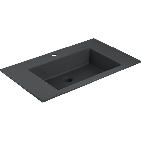 Тумба подвесная с раковиной Vincea Chiara 80 см VMC-2C800NO (раковина черная VCB-13800B), натуральный дуб - фото 4