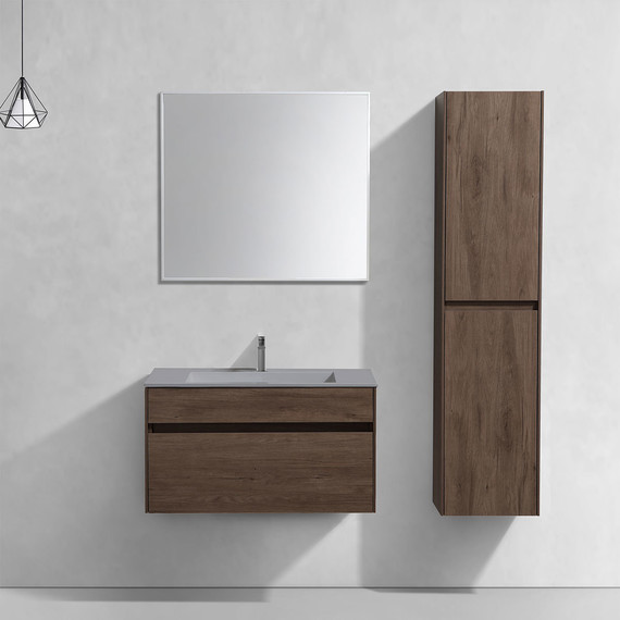 Тумба подвесная с раковиной Vincea Chiara 80 см VMC-2C800RO (раковина серая VCB-13800G), тёмный дуб - фото 4