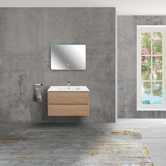 Тумба подвесная с раковиной Vincea Gio 80 см VMC-2G800NO, натуральный дуб - фото 3