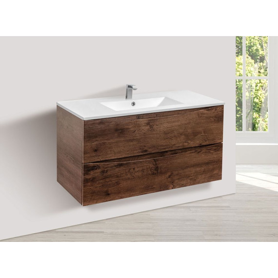 Тумба подвесная с раковиной Vincea Mia 100 см VMC-2MC100RW, тёмное дерево - фото 5