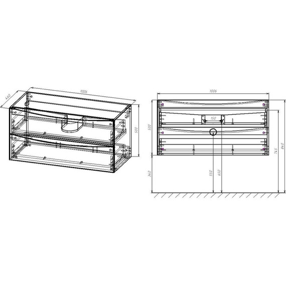 Тумба подвесная с раковиной Vincea Mia 100 см VMC-2MC100GW, белый глянец - фото 8