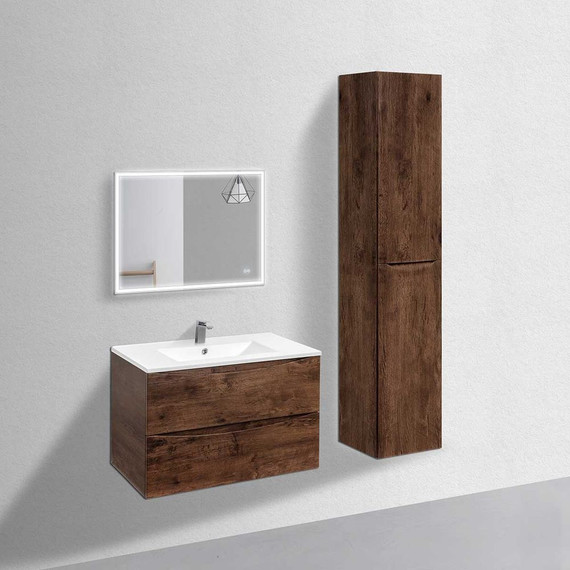 Тумба подвесная с раковиной Vincea Mia 80 см VMC-2MC800RW, тёмное дерево - фото 4