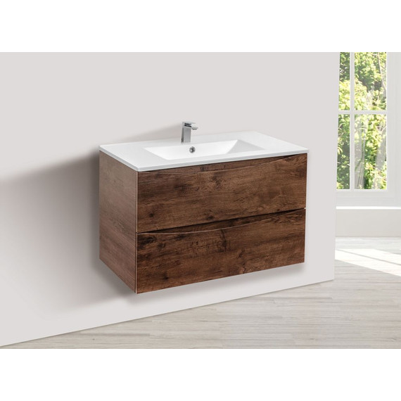 Тумба подвесная с раковиной Vincea Mia 80 см VMC-2MC800RW, тёмное дерево - фото 5