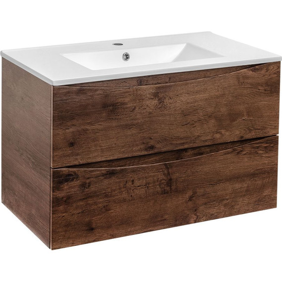 Тумба подвесная с раковиной Vincea Mia 80 см VMC-2MC800RW, тёмное дерево - фото 6