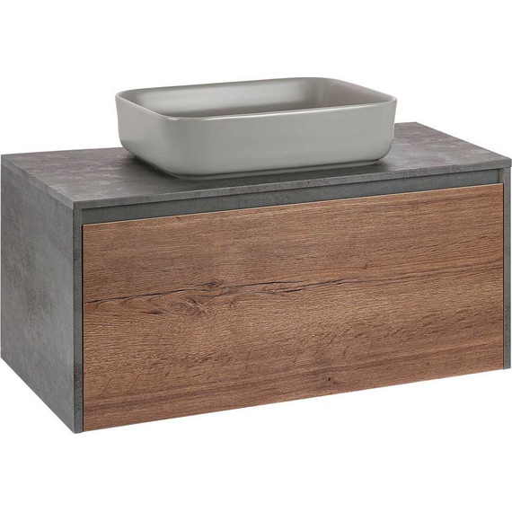 Тумба подвесная со столешницей Vincea Mesa 100 см VMC-2MS100TB, бетон/дуб табак - фото 5