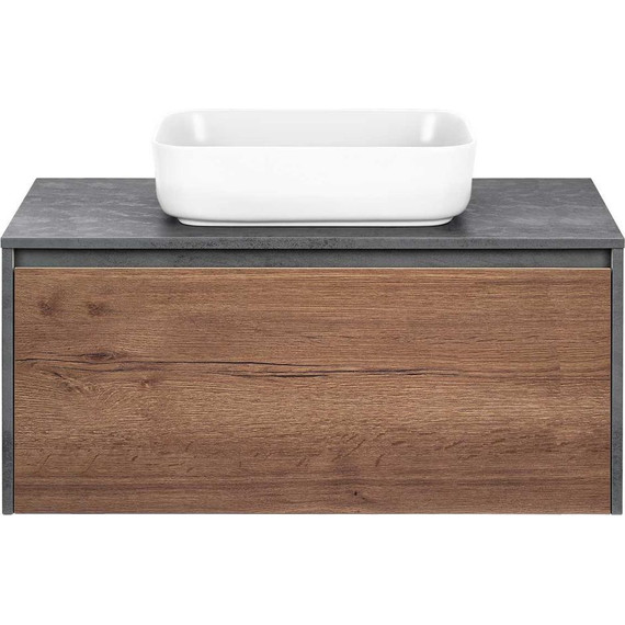 Тумба подвесная со столешницей Vincea Mesa 100 см VMC-2MS100TB, бетон/дуб табак - фото 7