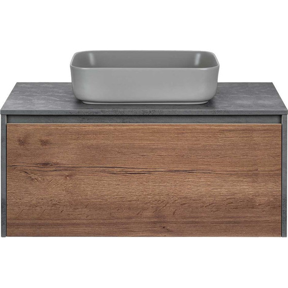 Тумба подвесная со столешницей Vincea Mesa 100 см VMC-2MS100TB, бетон/дуб табак - фото 8