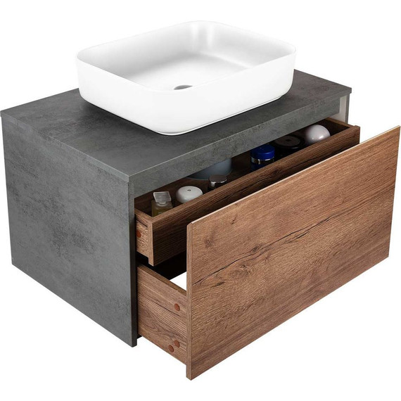 Тумба подвесная со столешницей Vincea Mesa 80 см VMC-2MS800TB, бетон/дуб табак - фото 10