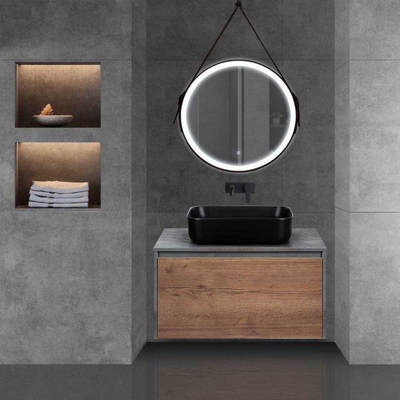 Тумба подвесная со столешницей Vincea Mesa 80 см VMC-2MS800TB, бетон/дуб табак - фото 3