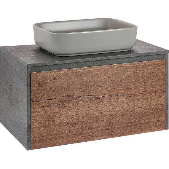Тумба подвесная со столешницей Vincea Mesa 80 см VMC-2MS800TB, бетон/дуб табак - фото 4