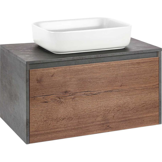 Тумба подвесная со столешницей Vincea Mesa 80 см VMC-2MS800TB, бетон/дуб табак - фото 7