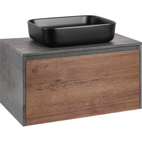 Тумба подвесная со столешницей Vincea Mesa 80 см VMC-2MS800TB, бетон/дуб табак - фото 5