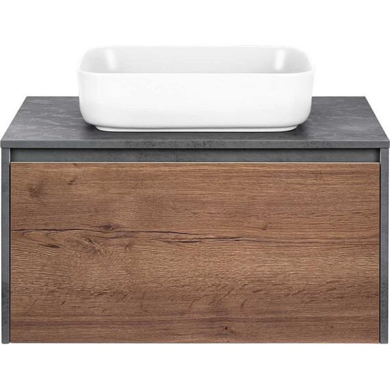 Тумба подвесная со столешницей Vincea Mesa 80 см VMC-2MS800TB, бетон/дуб табак - фото 8