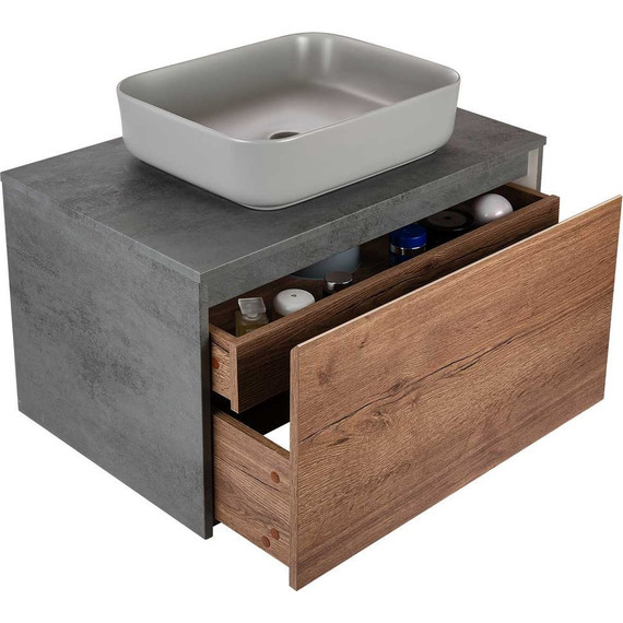 Тумба подвесная со столешницей Vincea Mesa 80 см VMC-2MS800TB, бетон/дуб табак - фото 9