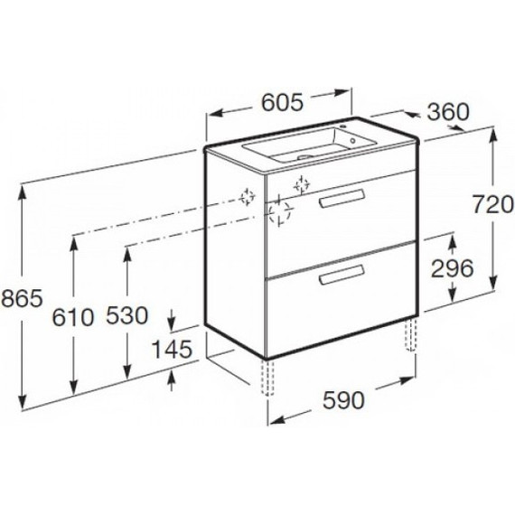Тумба подвесная с раковиной ROCA DEBBA 60 см ZRU9302708, белый - фото, картинка 8 Тумба подвесная с раковиной ROCA DEBBA 60 см ZRU9302708, белый - фото 8