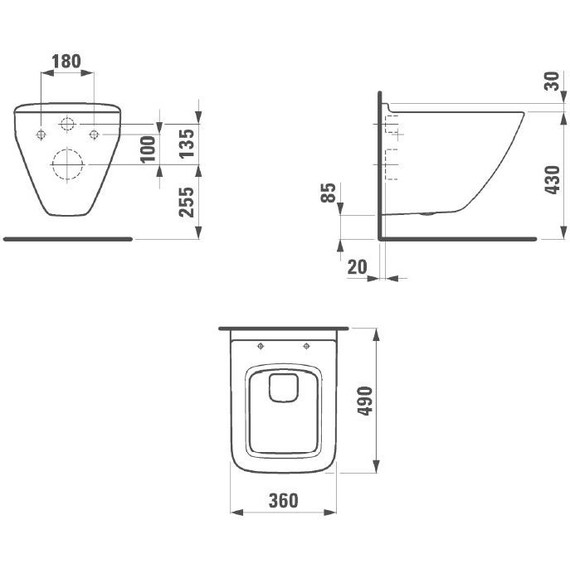 Унитаз подвесной Laufen PALACE 8.2070.3.000.000.1 укороченный - фото, картинка 3 Унитаз подвесной Laufen PALACE 8.2070.3.000.000.1 укороченный - фото 3
