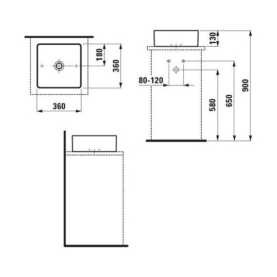 Раковина-чаша LAUFEN LIVING SGUARE 36 см 8.1143.3.000.112.1 - фото 5