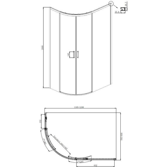 Душевое ограждение Ambassador Queen 120х80 см 11011103R R, хром/прозрачное - фото 8