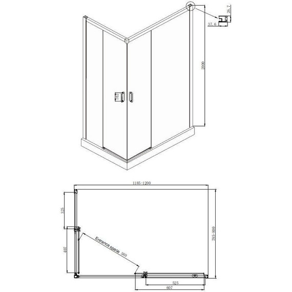 Душевое ограждение Ambassador Queen 120x80 см 11011106R R, хром/прозрачное - фото 8
