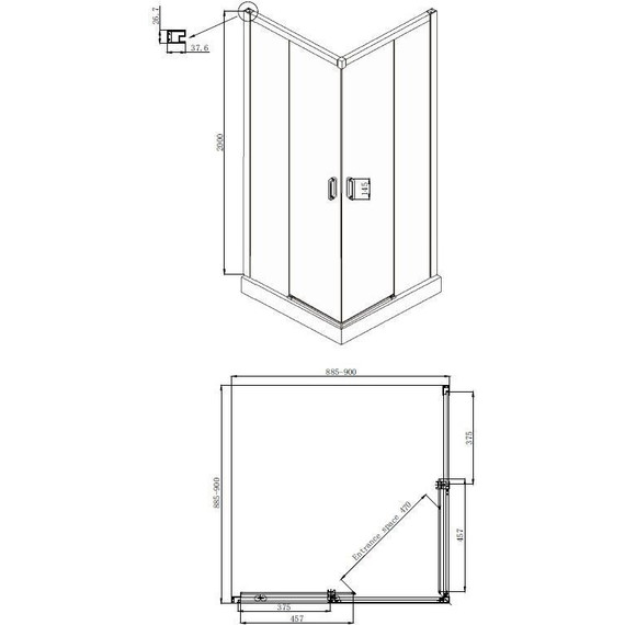 Душевое ограждение Ambassador Queen 90x90 см 11011203Black, чёрный/прозрачное - фото 8