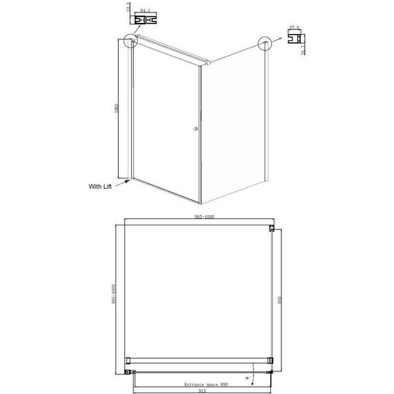Душевое ограждение Ambassador Nord 100x100 см 13011104, хром/прозрачное - фото 9