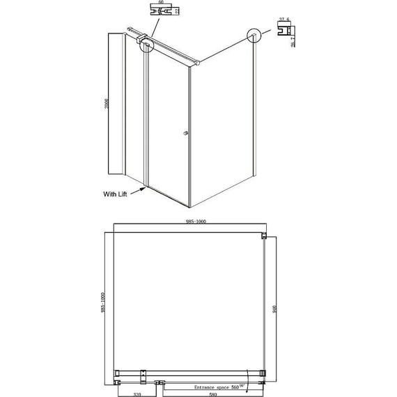 Душевое ограждение Ambassador Nord 100x100 см 13011106, хром/прозрачное - фото 9