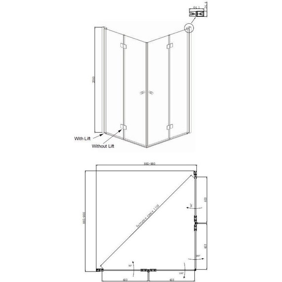 Душевое ограждение Ambassador Nord 90x90 см 13011108, хром/прозрачное - фото 9