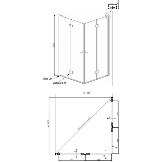 Душевое ограждение Ambassador Nord 100x100 см 13011109, хром/прозрачное - фото 9