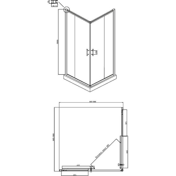 Душевое ограждение Ambassador Kingston 90x90 см 14011102, хром/прозрачное - фото 9