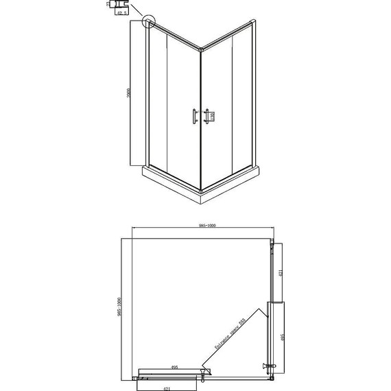Душевое ограждение Ambassador Kingston 100x100 см 14011103, хром/прозрачное - фото 9