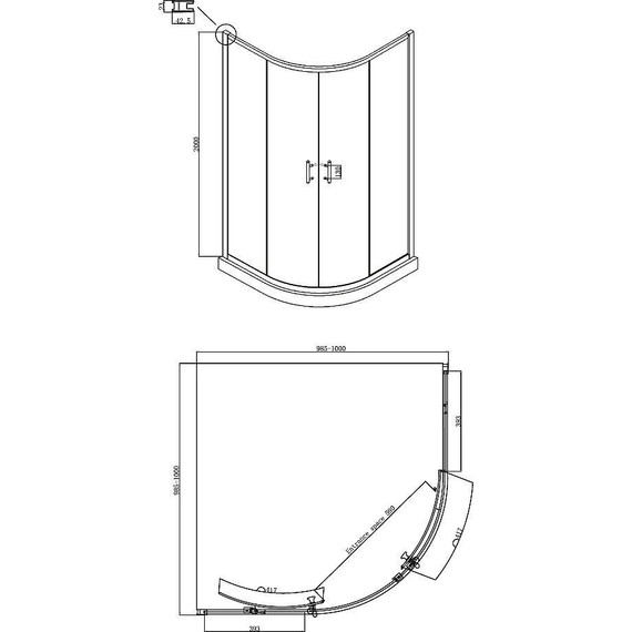 Душевое ограждение Ambassador Kingston 100x100 см 14011105, хром/прозрачное - фото 5
