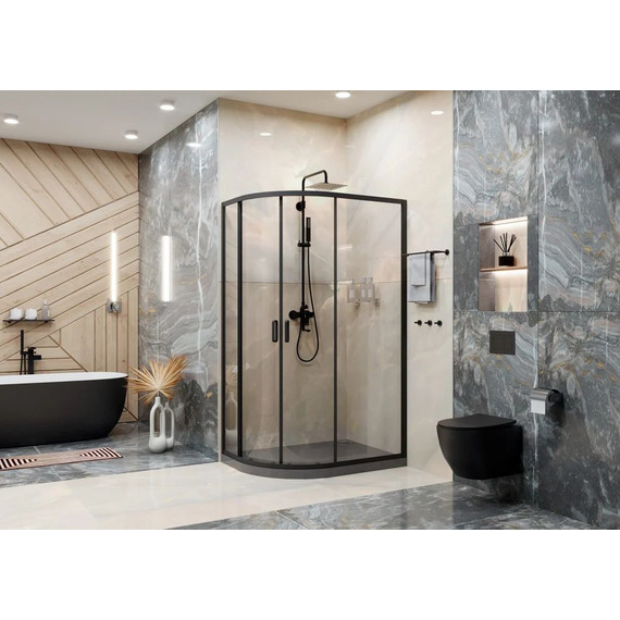 Душевое ограждение Ambassador Kingston 120x80 см 14011208, чёрный/прозрачное - фото 3