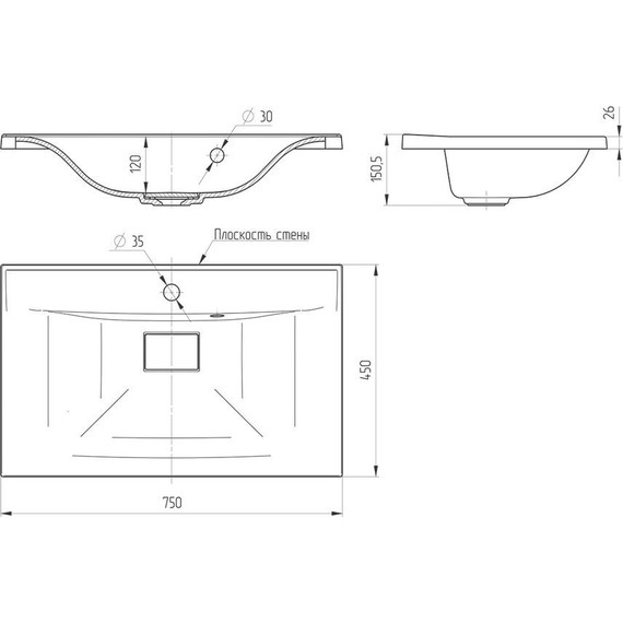 Тумба подвесная с раковиной Vincea Mia 75 см VMC-2MA750RW (раковина белая VCB-3M750W), тёмное дерево - фото 11