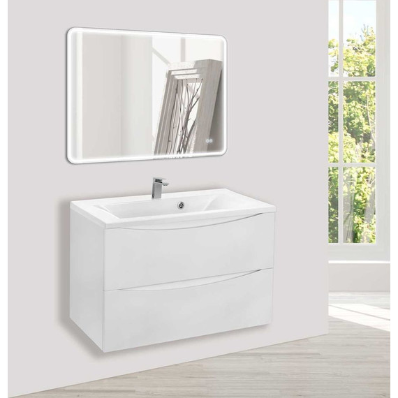 Тумба подвесная с раковиной Vincea Mia 75 см VMC-2MA750GW (раковина белая VCB-3M750W), белый глянец - фото 6