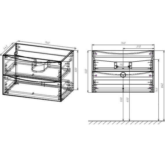 Тумба подвесная с раковиной Vincea Mia 75 см VMC-2MA750RW (раковина белая VCB-3M750W), тёмное дерево - фото 12