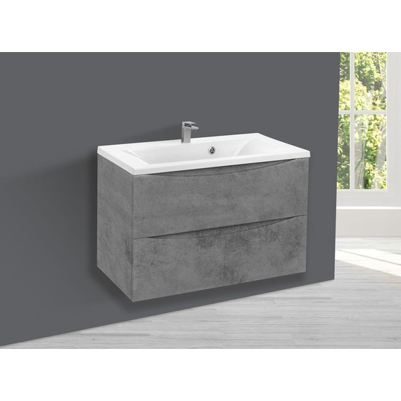 Тумба подвесная с раковиной Vincea Mia 80 см VMC-2MA800BT (раковина белая VCB-3M800W), бетон - фото 5