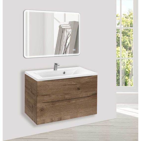 Тумба подвесная с раковиной Vincea Mia 80 см VMC-2MA800VO (раковина белая VCB-3M800W), дуб винтаж - фото 6