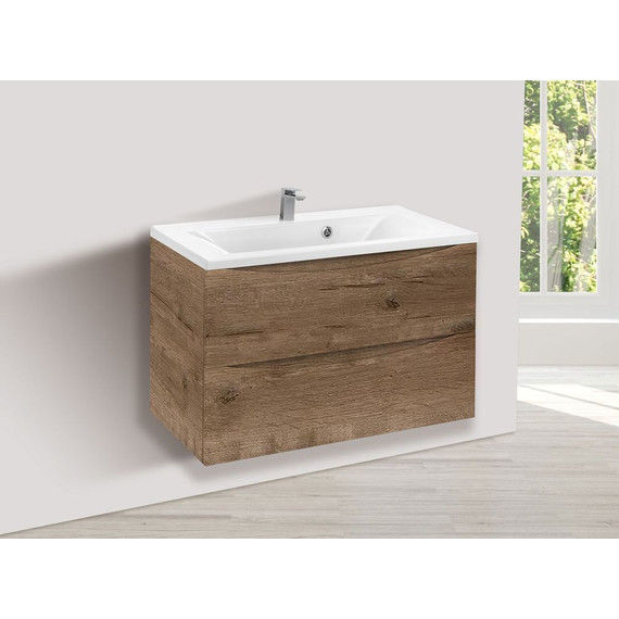 Тумба подвесная с раковиной Vincea Mia 80 см VMC-2MA800VO (раковина белая VCB-3M800W), дуб винтаж - фото 5