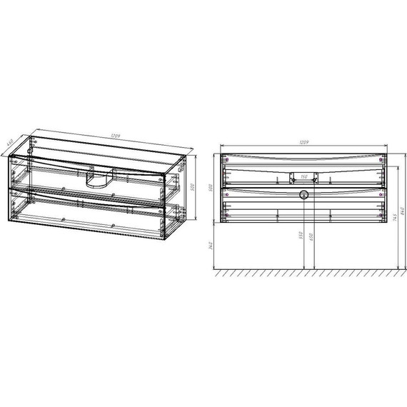 Тумба подвесная с раковиной Vincea Mia 120 см VMC-2MC120RW, тёмное дерево - фото 6