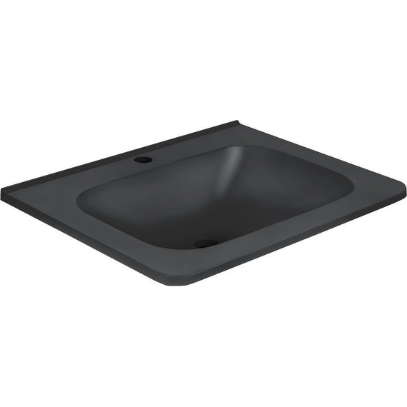 Тумба подвесная с раковиной Vincea Paola 60 см VMC-2P600RW (раковина черная VCB-2VP600B), тёмное дерево - фото 4