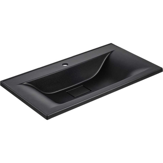 Тумба подвесная с раковиной Vincea Mia 90 см VMC-2MA900BT (раковина черная матовая VCB-3M900B), бетон - фото 5