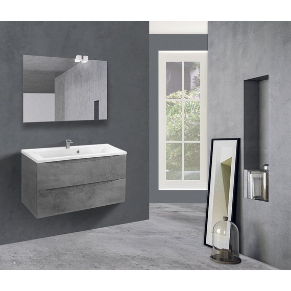 Тумба подвесная с раковиной Vincea Mia 90 см VMC-2MA900BT (раковина белая VCB-3M900W), бетон - фото 6