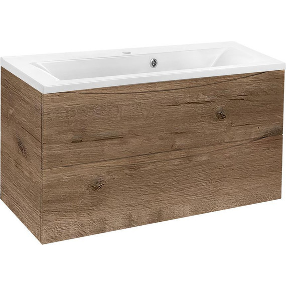 Тумба подвесная с раковиной Vincea Mia 90 см VMC-2MA900VO (раковина белая VCB-3M900W), дуб винтаж - фото 4