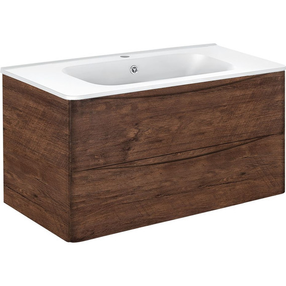 Тумба подвесная с раковиной Vincea Paola 100 см VMC-2P100RW, тёмное дерево - фото 2