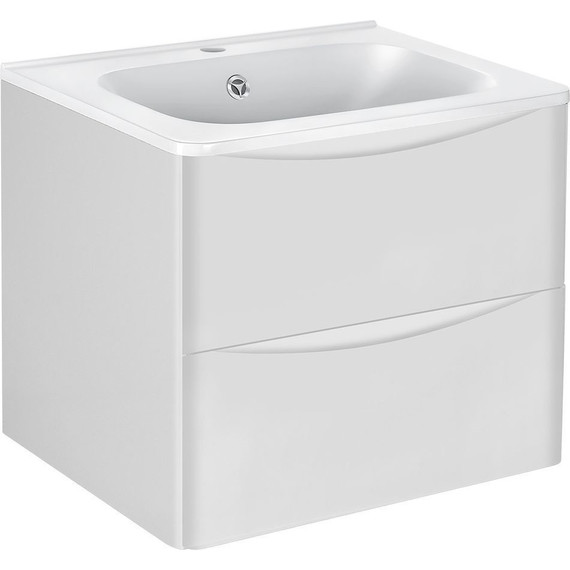 Тумба подвесная с раковиной Vincea Paola 60 см VMC-2P600GW (раковина белая VCB-2VP600W), белый глянец - фото 2