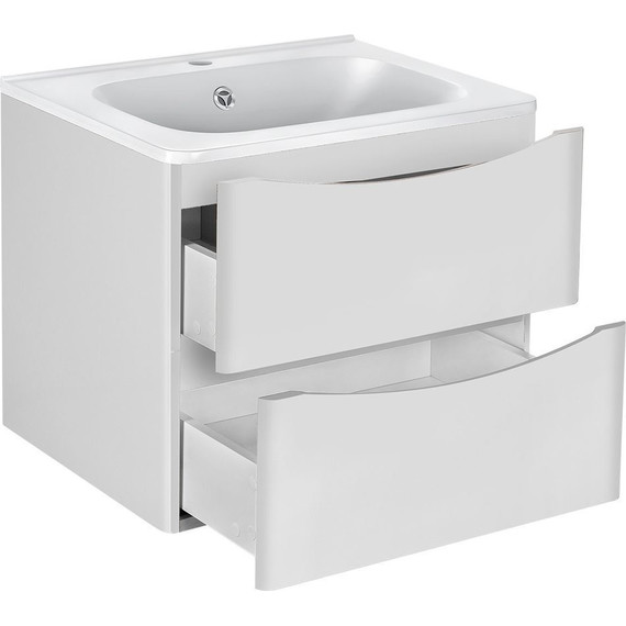 Тумба подвесная с раковиной Vincea Paola 60 см VMC-2P600GW (раковина белая VCB-2VP600W), белый глянец - фото 3